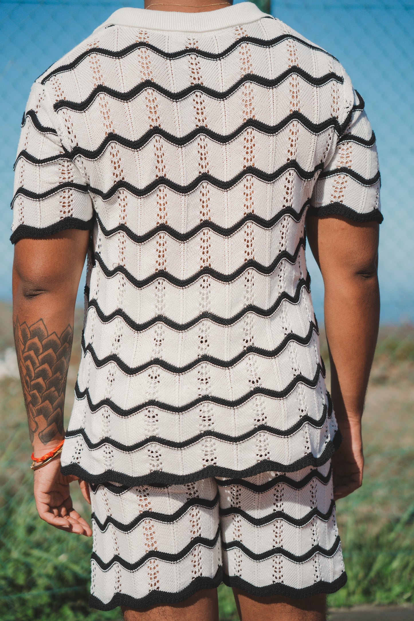 ENSEMBLE TRICOT MOTIF ONDULÉ