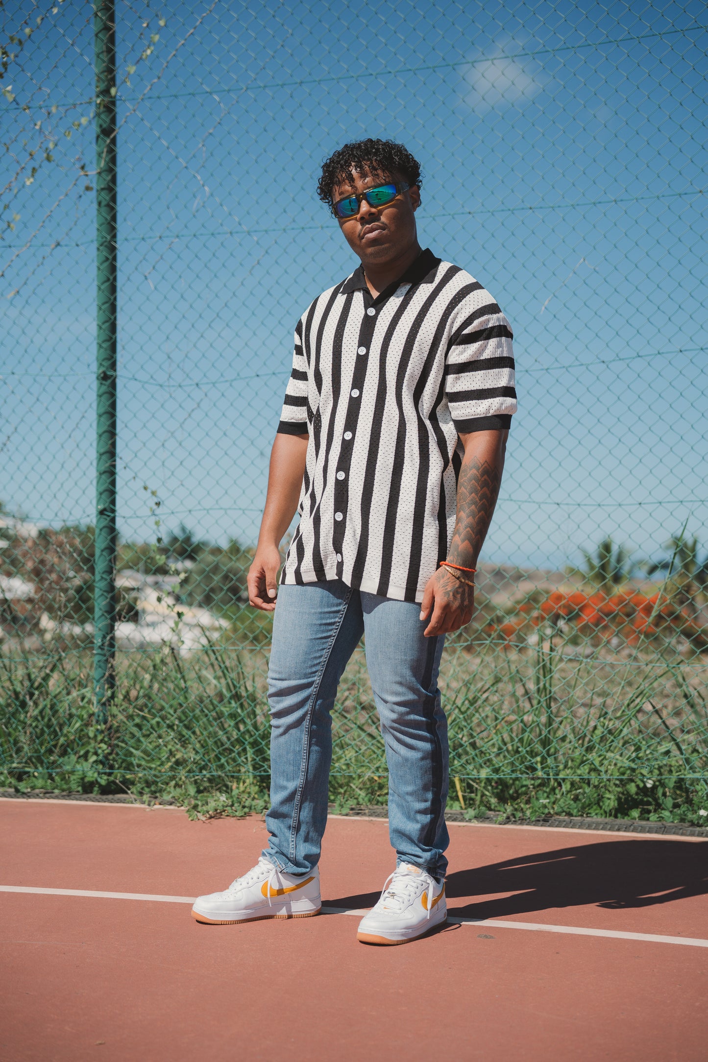CHEMISE RAYÉE PERFORÉE