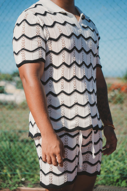 ENSEMBLE TRICOT MOTIF ONDULÉ