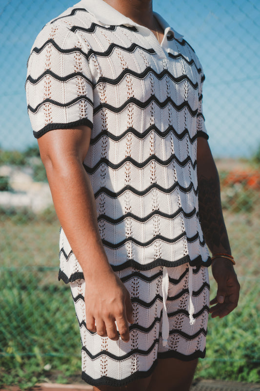 ENSEMBLE TRICOT MOTIF ONDULÉ